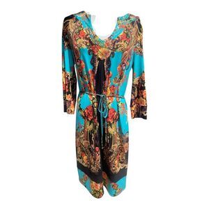 Joseph Ribkoff Abstract Prinr Blue Dress Size 8